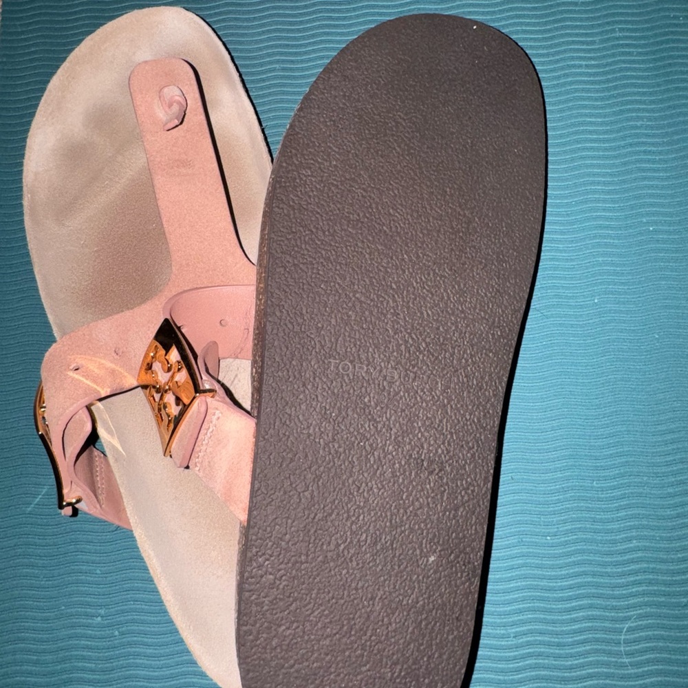 Tory Burch rose Sandals with Gold Logo - Picture 3 of 4